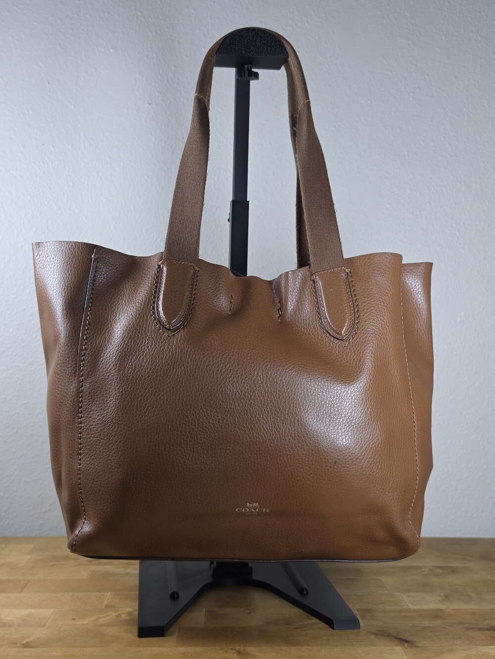 Coach F58660 Derby Tote Saddle Brown Pebbled Leather Large Shoulder Bag